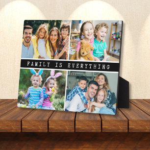 Modern 4 Photo Collage Family Is Everything Quote  Plaque