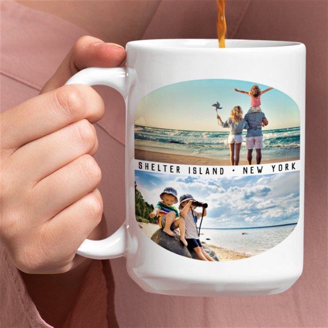 Modern 4-Photo Collage | Family Vacation Keepsake Coffee Mug (Creator Uploaded)