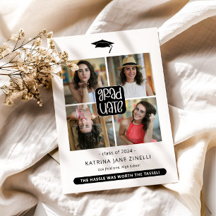 Modern 4 Photo Collage Graduation Announcement