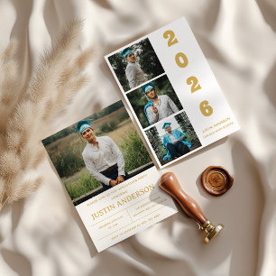 Modern 4 Photo Collage Graduation Party Invitation