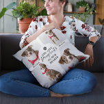 Modern 4 Photo Collage | Pet Loss Dog/Cat Cushion<br><div class="desc">Celebrate your family dog with this modern pet memorial pillow, featuring 4 memborable photos of your beloved dog or cat with a sympathy template that reads 'you left pawprints on our hearts', using a combination of serif and elegant calligraphy script font. Simply customise by editing the name and date to...</div>