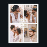Modern 4 Photo Collage Wedding Gold Save The Date Announcement Postcard<br><div class="desc">Simple and modern wedding save the date card with 4 photos and custom text on the back.</div>