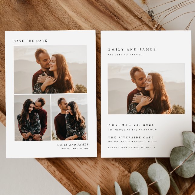 Modern 4 Photo Collage Wedding Save The Date (Creator Uploaded)
