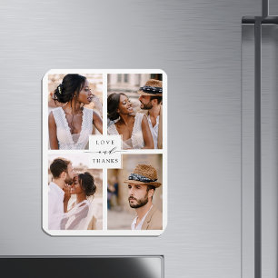 Modern 4 Photo Collage Wedding Thank You  Magnet