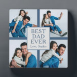 Modern 4 photo Custom Text Father's Day  Plaque<br><div class="desc">Looking for a unique and thoughtful gift for Father's Day? Look no further than our customisable "Best Dad Ever" plaque decoration. The square-shaped plaque features four custom images of your choice and the option to personalise the text to say "Love, [Your Name]". The sleek and modern design of the plaque...</div>