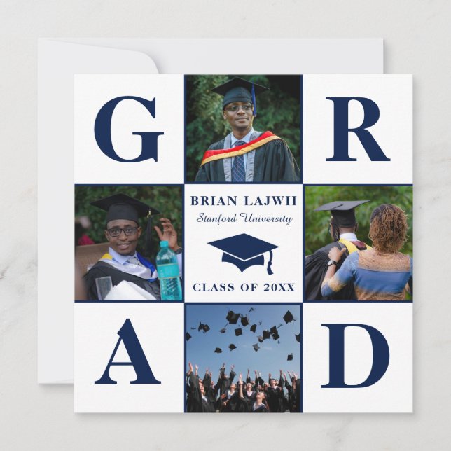 Modern 4 Photo Graduation Announcement (Front)