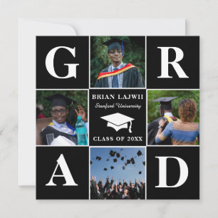 Modern 4 Photo Graduation Announcement