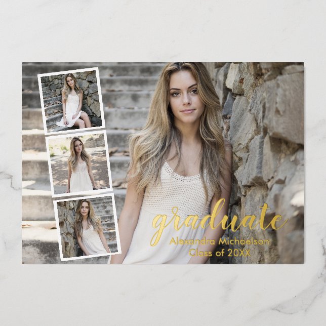 Modern 4 Photo Graduation Announcement (Front)