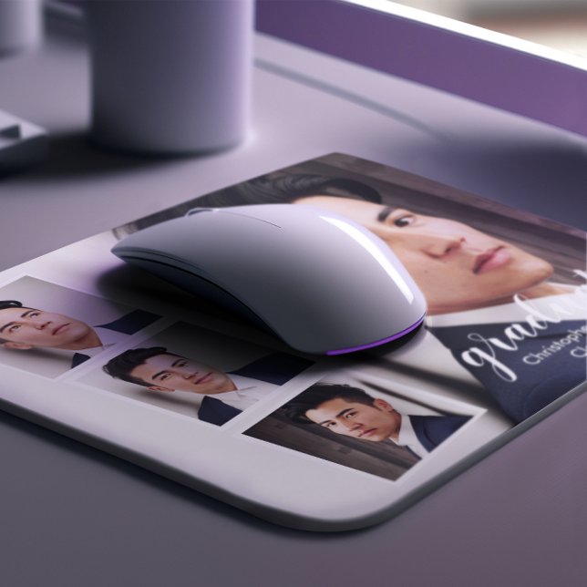 Modern 4 Photo Graduation Mouse Pad (Creator Uploaded)