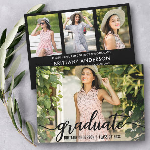 Modern 4 Photo Graduation Party Invitation