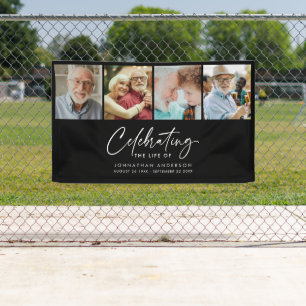 Modern 4-Photo Memorial Service / Funeral Banner