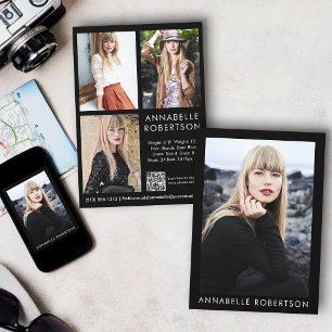 Modern 4 Photo Model Actor QR Code Comp Card