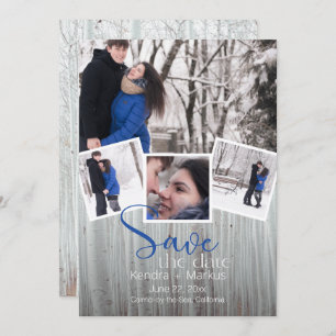 Modern 4 Photo Rustic Typography  Save the Date Invitation