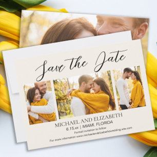 Modern 4 Photo Wedding Save Date Save The Date