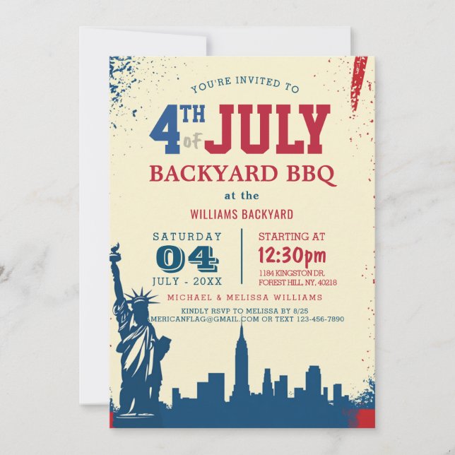 Modern 4th of July Backyard BBQ freedom Invitation (Front)