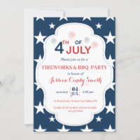 Modern 4th of July Fireworks Stars Barbecue