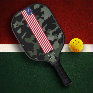 Modern 4th of July Stars Stripes US Flag Camo Pickleball Paddle