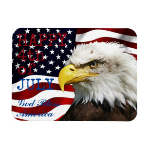 Modern 4th of July US USA Flag American Eagle Magnet