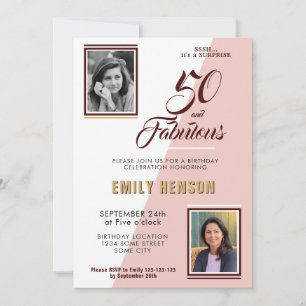 Modern 50 and Fabulous 2 Photo 50th Birthday Invitation