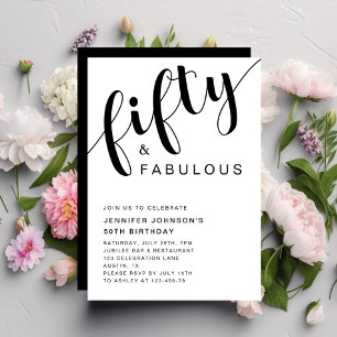 Modern 50 And Fabulous 50th Birthday Invitation