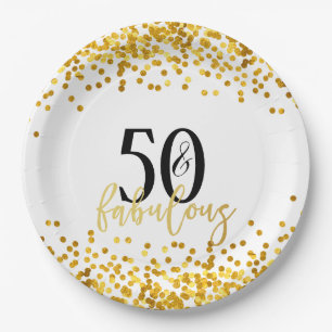 Modern 50 and Fabulous Birthday Party Plates