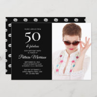 Modern 50 and Fabulous Black Photo Birthday
