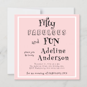 Modern 50 and Fabulous Pink 50th Birthday Party Magnetic Invitation