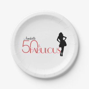 Modern 50 & FABULOUS 50th Birthday Personalised Paper Plate