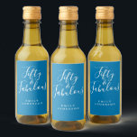 Modern 50 Fabulous Blue Name 50th Birthday Wine Label<br><div class="desc">Celebrate turning 50 in style with this blue elegant 50th birthday wine label with the text 50 and fabulous in white chic script calligraphy. Simply add your name and your 50th birthday party gift wine labels are ready to go. Exclusively designed for you by Happy Dolphin Studio. If you need...</div>