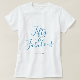 Modern 50 Fabulous Custom Name 50th Birthday Gift T-Shirt