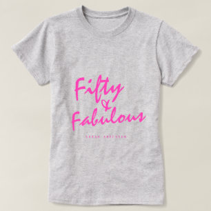 Modern 50 Fabulous Custom Name 50th Birthday Gift T-Shirt