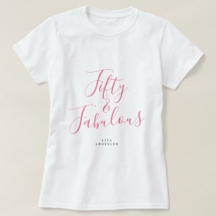 Modern 50 Fabulous Custom Name 50th Birthday Gift T-Shirt