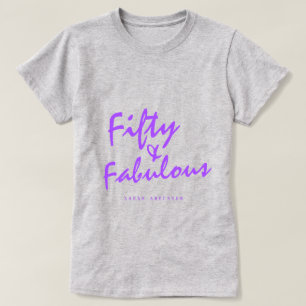 Modern 50 Fabulous Custom Name 50th Birthday Gift T-Shirt