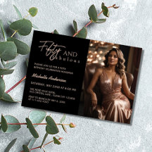 Modern 50 & Fabulous Photo Rose Gold 50th Birthday