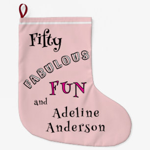 Modern 50 Fabulous Pink 50th Christmas Stocking
