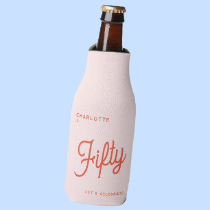 Modern 50 Fifty Fiftieth Birthday Bottle Cooler