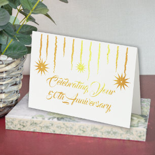 Modern 50th Anniversary Celebration Starburst Foil Card