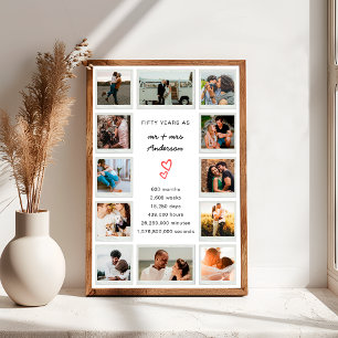 Modern 50th Anniversary Custom Photo Collage Poster