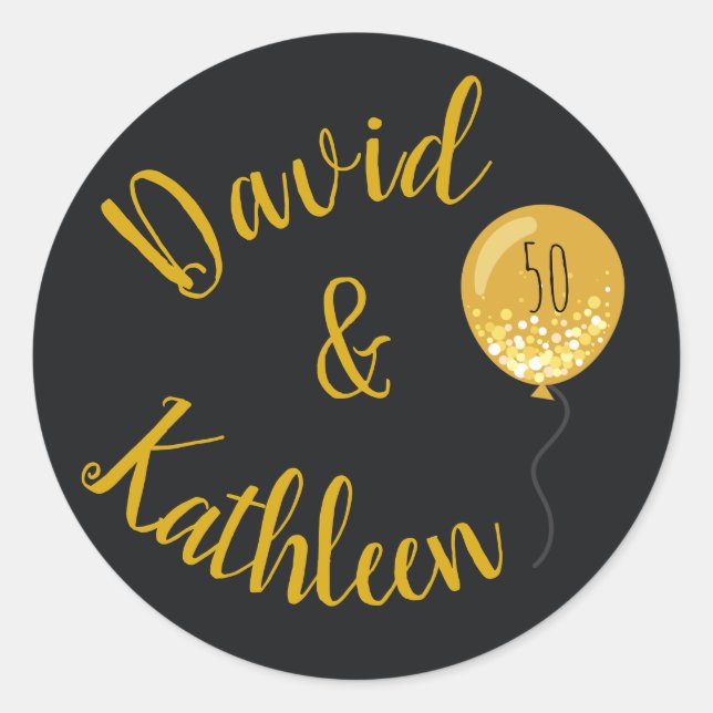 Modern 50th Anniversary Gold Balloon Seals (Front)