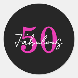 Modern 50th Birthday 50 and Fabulous Party Classic Round Sticker
