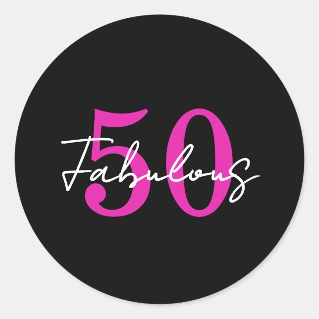 Modern 50th Birthday 50 and Fabulous Party Classic Round Sticker (Front)