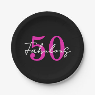 Modern 50th Birthday 50 and Fabulous Party Paper Plate