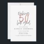 Modern 50th birthday chic typography rose gold<br><div class="desc">Modern 50th birthday chic typography rose gold effect birthday invitation. Modern script text monochrome design. Part of a collection.</div>