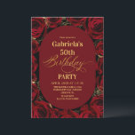 Modern 50th Birthday Elegant Burgundy Gold Floral Invitation<br><div class="desc">Modern black and red with gold birthday invitation template is perfect for stylish birthday party. Elegant-minimalistic themed invite is full of fun and modern design elements,  elegant calligraphy and modern fonts. Birthdays are special days,  and this invite can help it make a memorable for friends.</div>