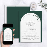 Modern 50th Birthday Emerald Green Arch Botanical Invitation<br><div class="desc">Planning a special birthday? Let us introduce you to our Modern 50th Birthday Emerald Green Arch Botanical Invitation - the perfect way to make your event one to remember. Its emerald green background and stylish white arch are perfectly complemented by elegant watercolor botanical accents, creating an invitation that is truly...</div>