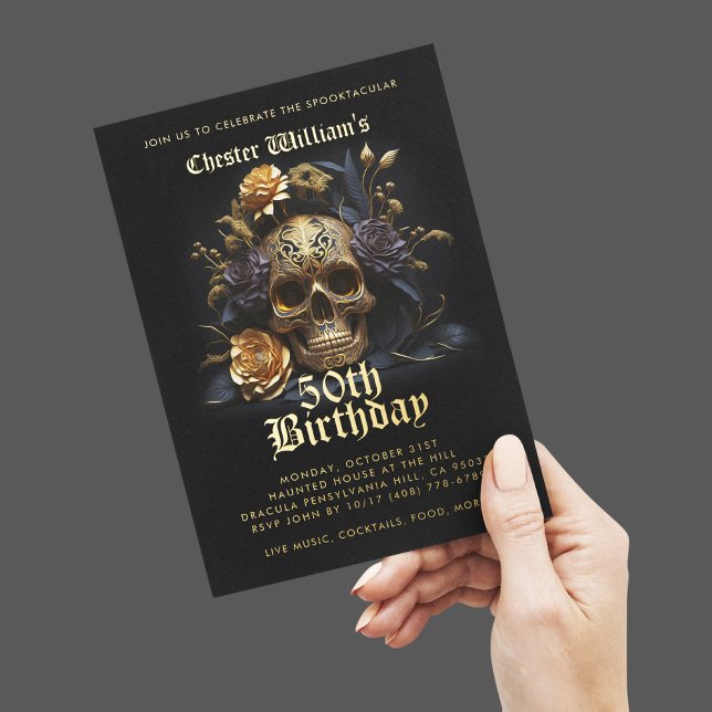Modern 50TH BIRTHDAY GOLD SKULL ROSE  (Creator Uploaded)