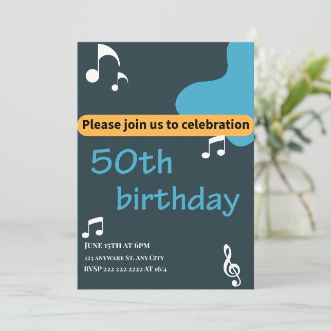Modern 50th Birthday Invitation (Standing Front)