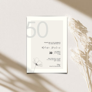 Modern 50th Birthday Invitation - Minimal Style