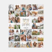 Modern 50th birthday multi photo script gift fleec
