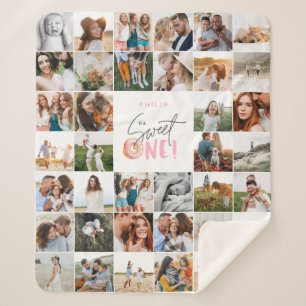 Modern 50th birthday multi photo script   sherpa blanket